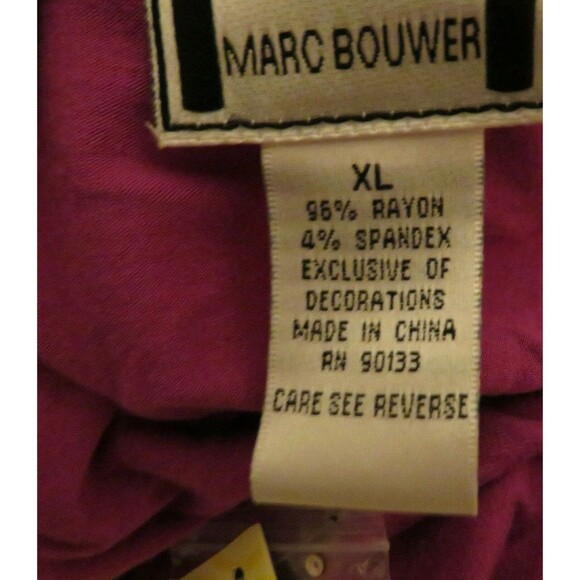 Marc Bouwer Women's Magenta Sequined Heart Ruched Fitted Top Size XL - Picture 2 of 8